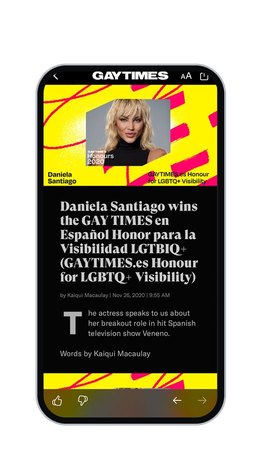 Spanish edition article on a phone