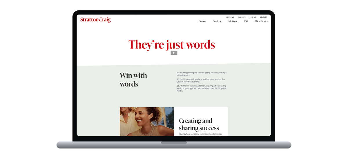 Stratton Craig&rsquo;s website, whose copy we analysed, on a laptop