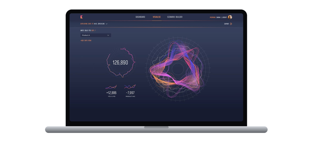 The data platform's visualisation screen on a laptop